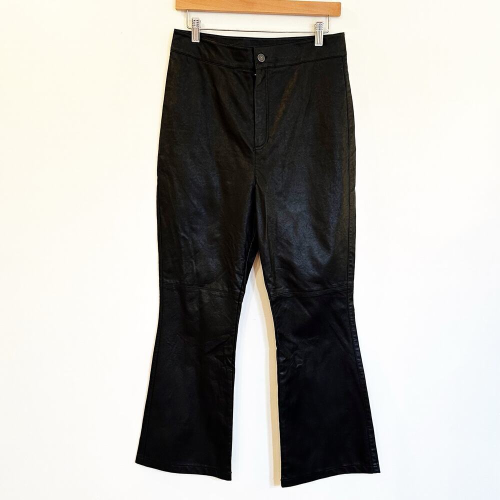 Free People Vegan Leather Pants sz 10 Black Leather Boot Cut Pants